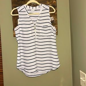 Soho New York & Company Navy & White Striped Blouse